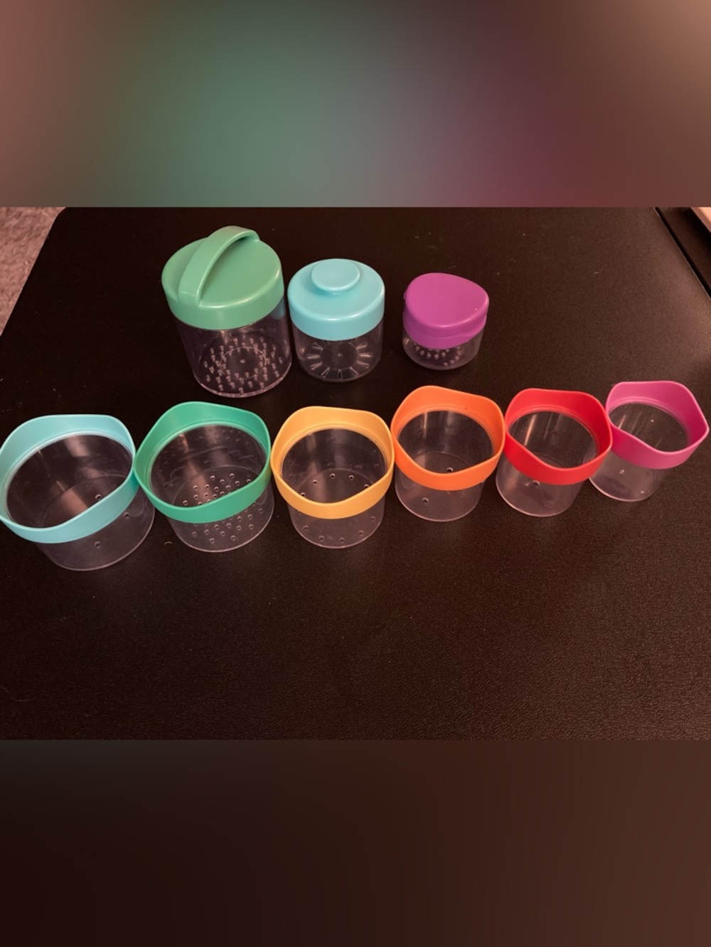 Lovevery Little Grips Canister Nesting Container Set Colorful Stackable Plastic